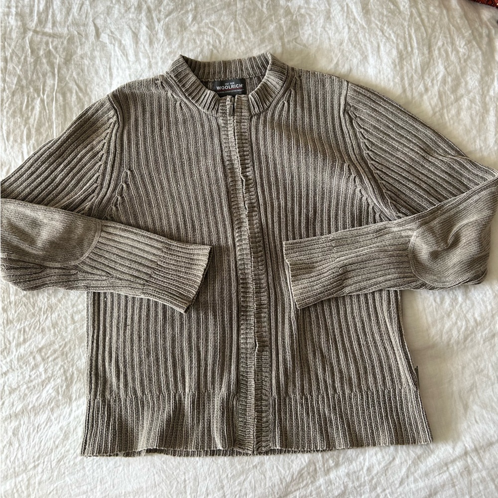 Woolrich Tan Cardigan Chunky Knit Sweater
